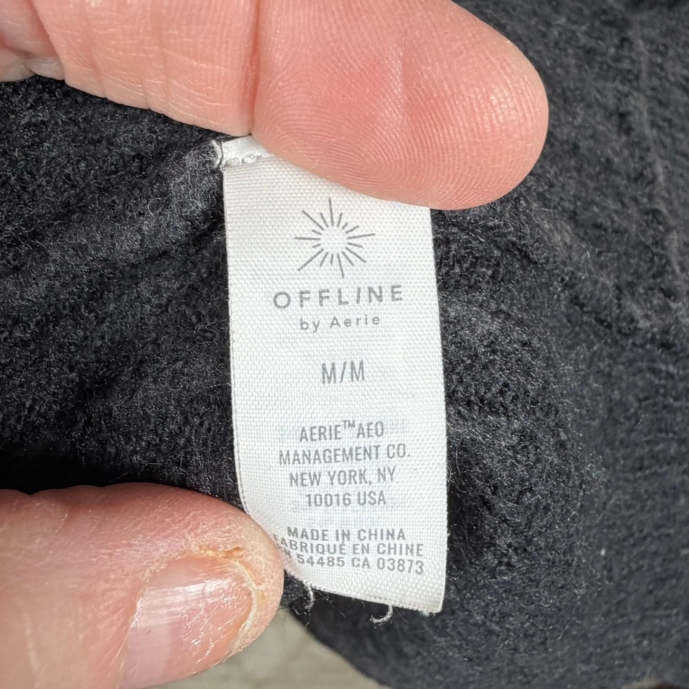 Offline‎ by Aerie Womens Gray Ribbed Knit Open Front Oversized Cardigan M Poncho - Picture 4 of 7